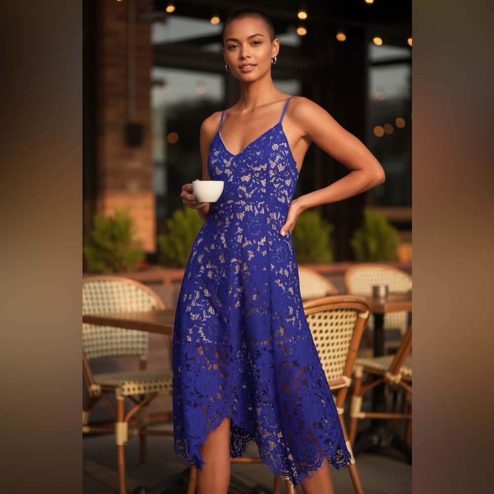 Lulu's Royal Blue Lace Midi Dress